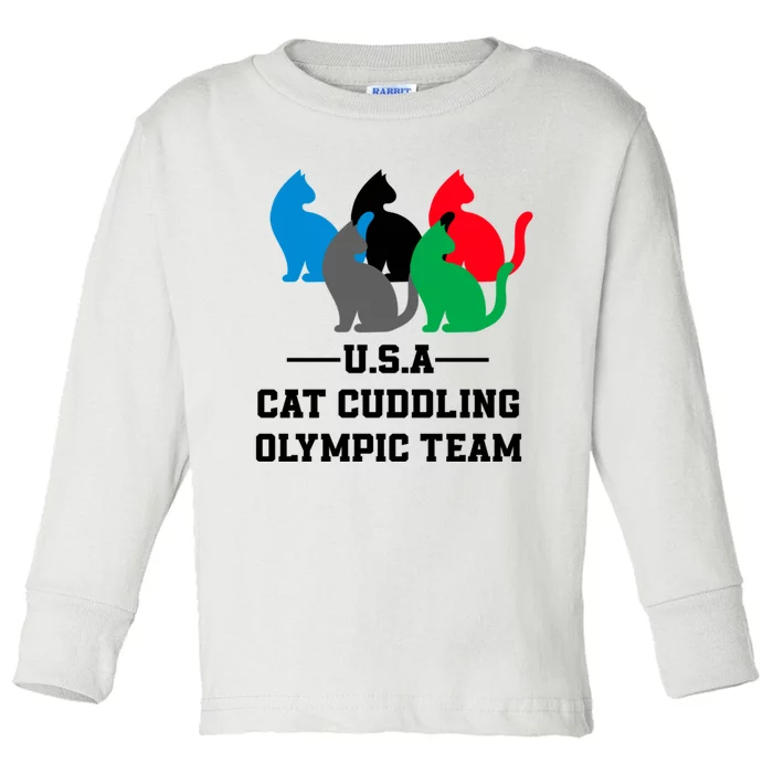 Usa Cat Cuddling Team Toddler Long Sleeve Shirt