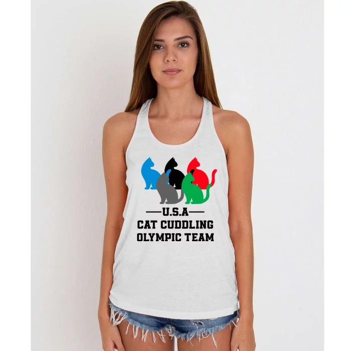 Usa Cat Cuddling Team Women's Knotted Racerback Tank