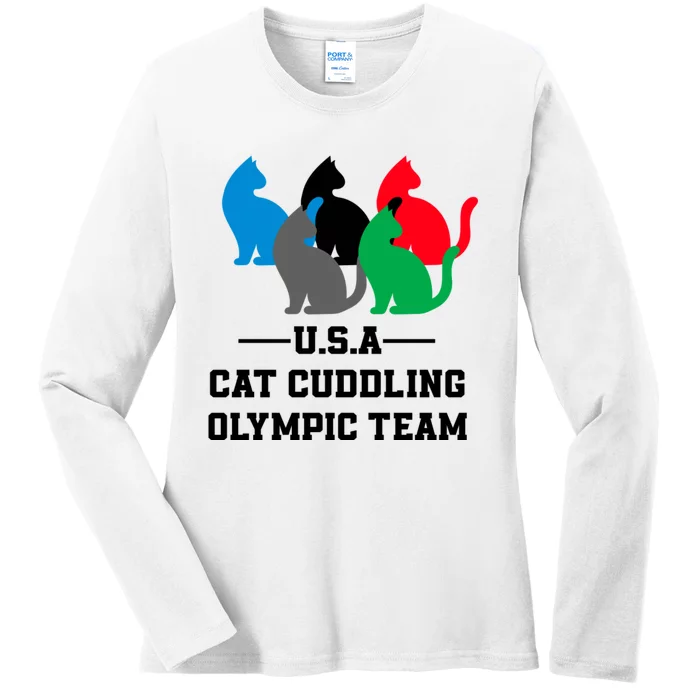 Usa Cat Cuddling Team Ladies Long Sleeve Shirt