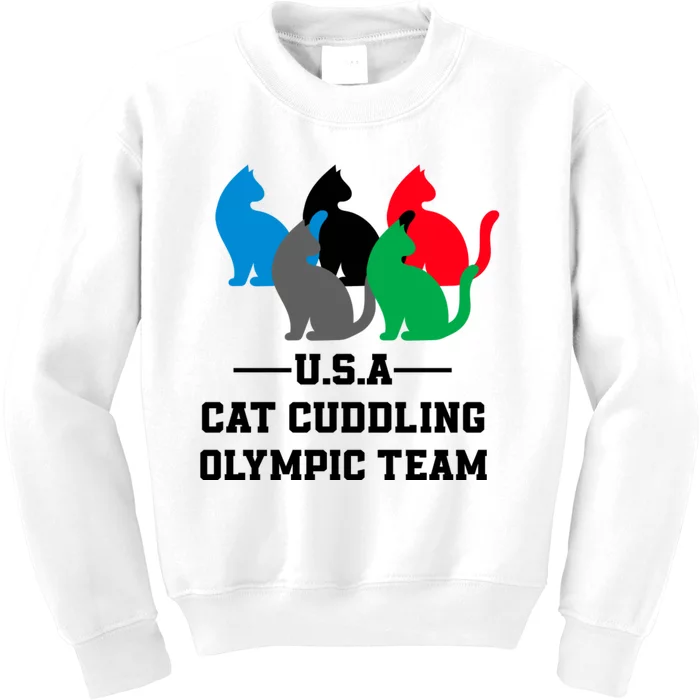 Usa Cat Cuddling Team Kids Sweatshirt