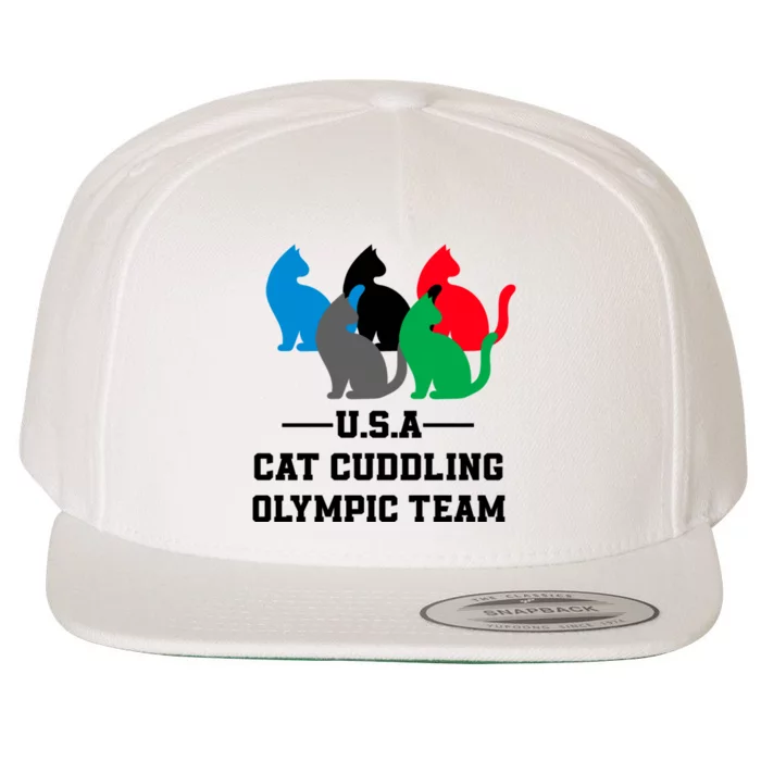 Usa Cat Cuddling Team Wool Snapback Cap