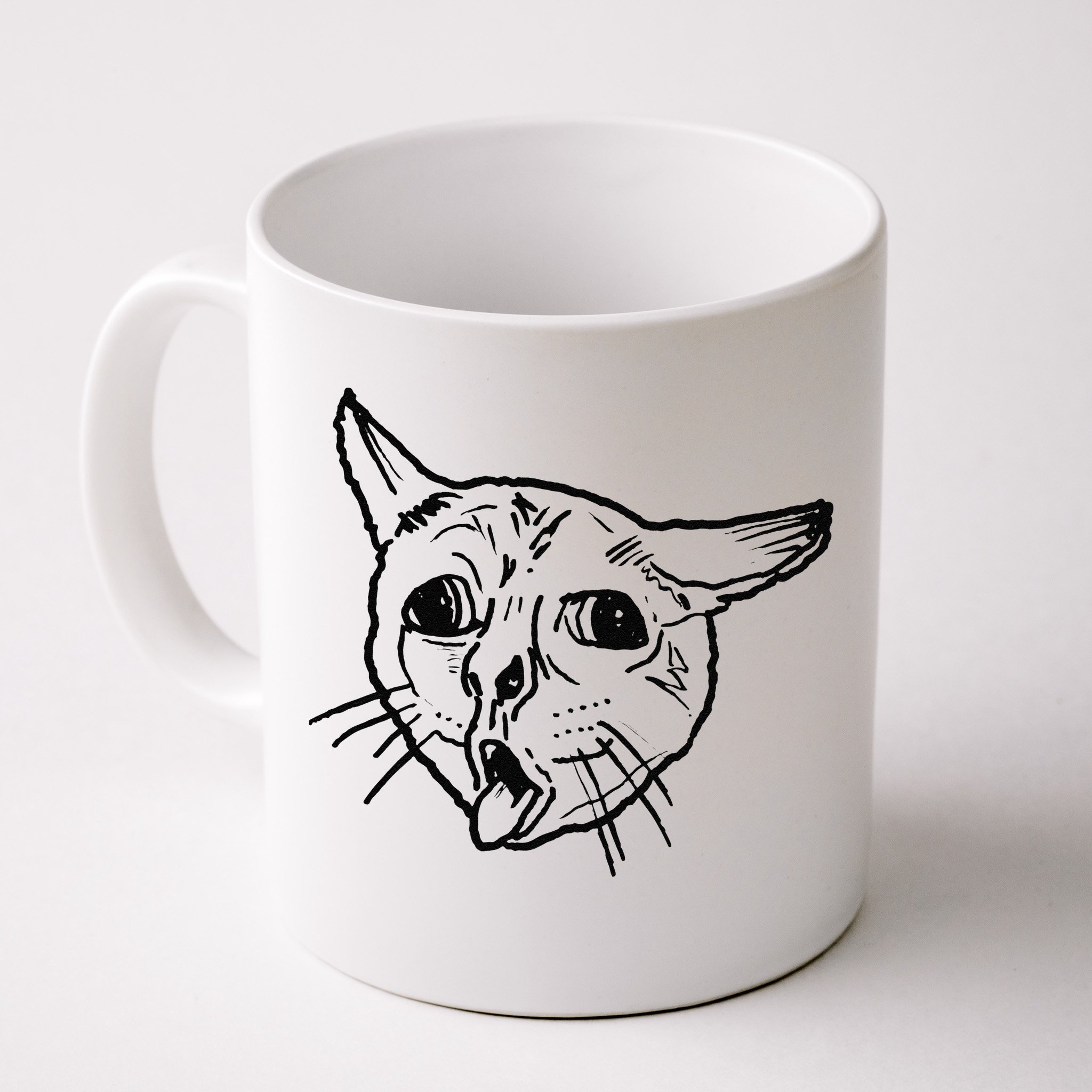 Ugly Coughing Cat Meme Front & Back Coffee Mug | TeeShirtPalace