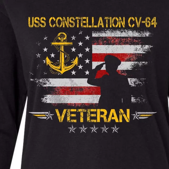 Uss Constellation Cv64 Aircraft Carrier Veteran Flag Retro Womens Cotton Relaxed Long Sleeve T-Shirt