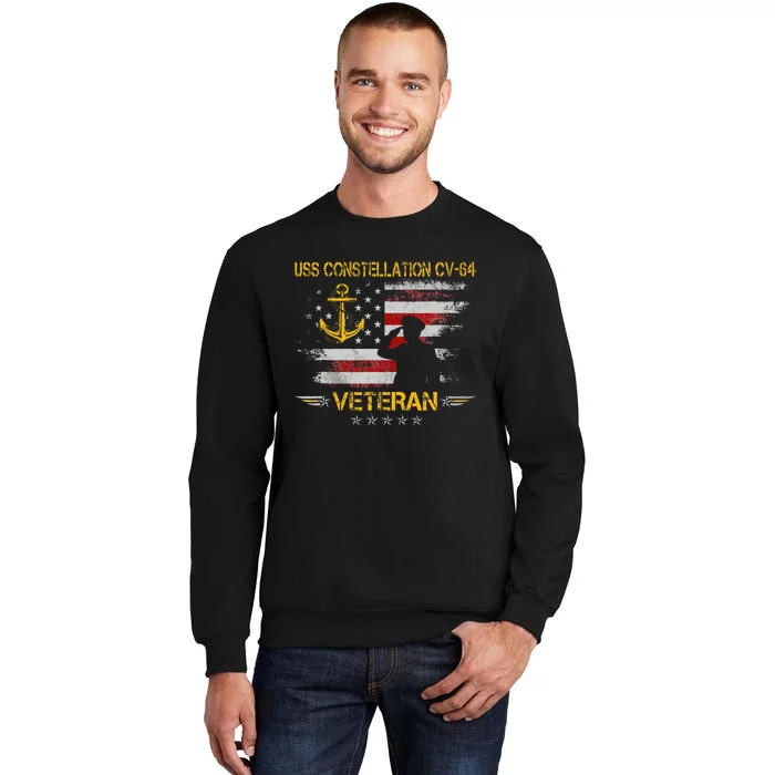 Uss Constellation Cv64 Aircraft Carrier Veteran Flag Retro Sweatshirt