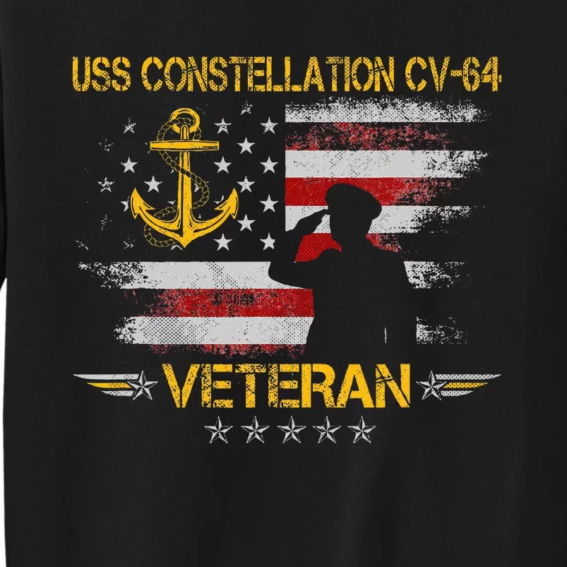 Uss Constellation Cv64 Aircraft Carrier Veteran Flag Retro Sweatshirt