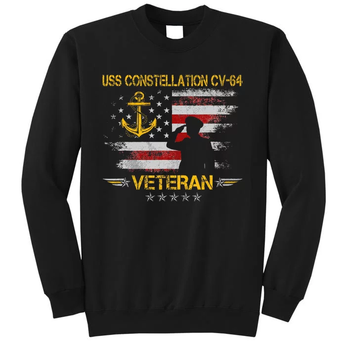 Uss Constellation Cv64 Aircraft Carrier Veteran Flag Retro Sweatshirt