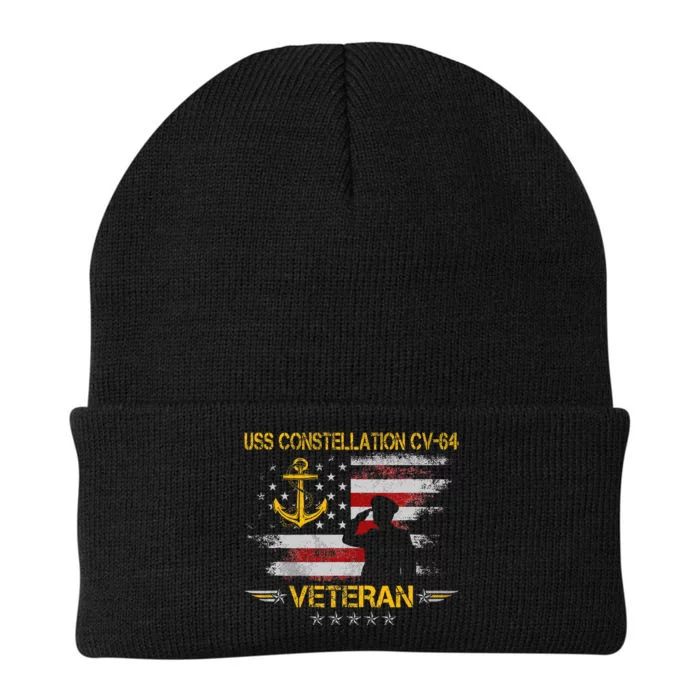 Uss Constellation Cv64 Aircraft Carrier Veteran Flag Retro Knit Cap Winter Beanie