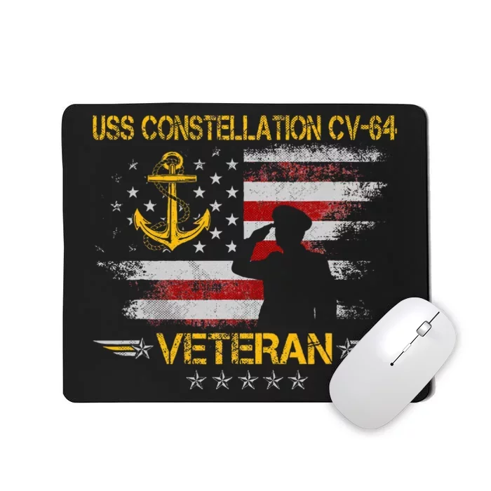 Uss Constellation Cv64 Aircraft Carrier Veteran Flag Retro Mousepad