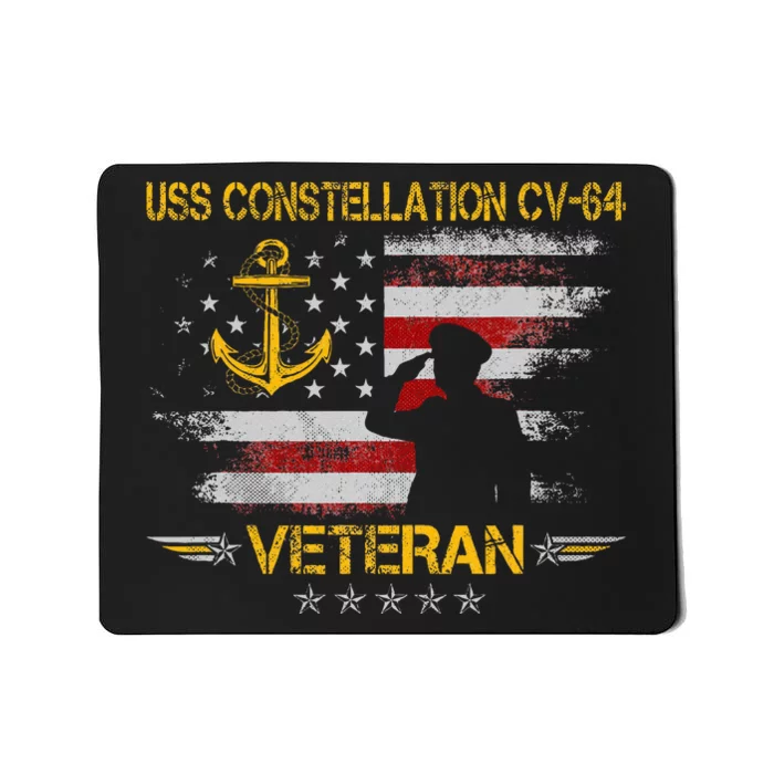 Uss Constellation Cv64 Aircraft Carrier Veteran Flag Retro Mousepad