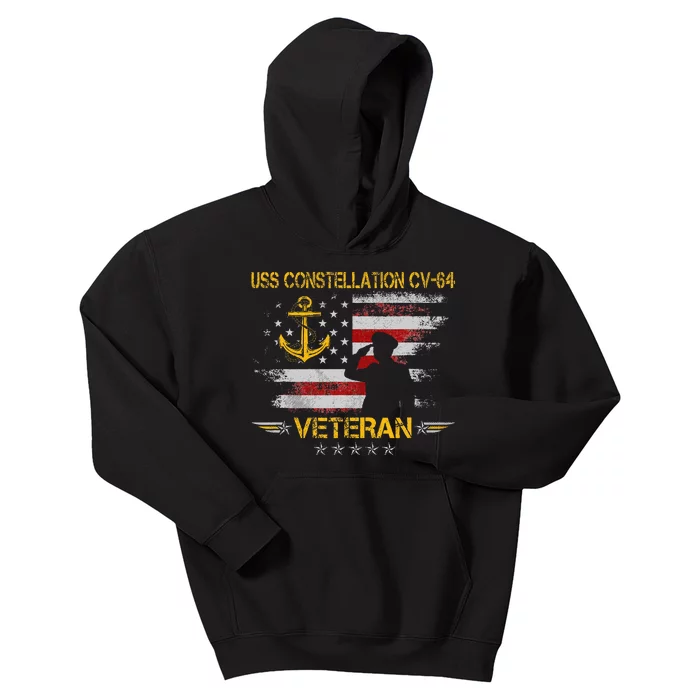 Uss Constellation Cv64 Aircraft Carrier Veteran Flag Retro Kids Hoodie