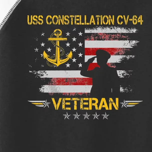 USS Constellation CV64 Aircraft Carrier Veteran Flag Retro Toddler Fine Jersey T-Shirt