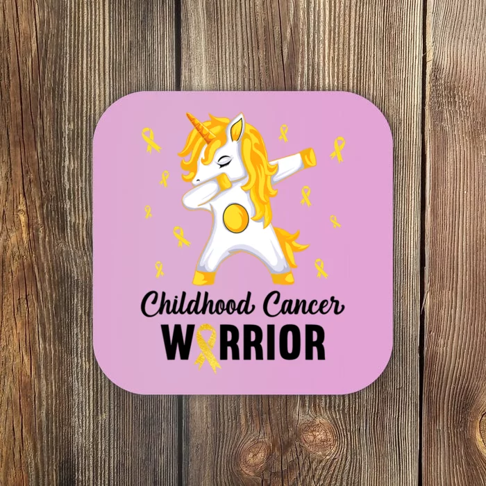 Unicorn Childhood Cancer Warrior In September We Wear Gold Coaster