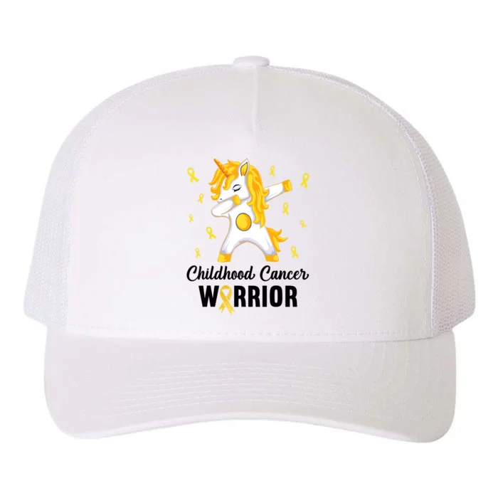 Unicorn Childhood Cancer Warrior In September We Wear Gold Yupoong Adult 5-Panel Trucker Hat