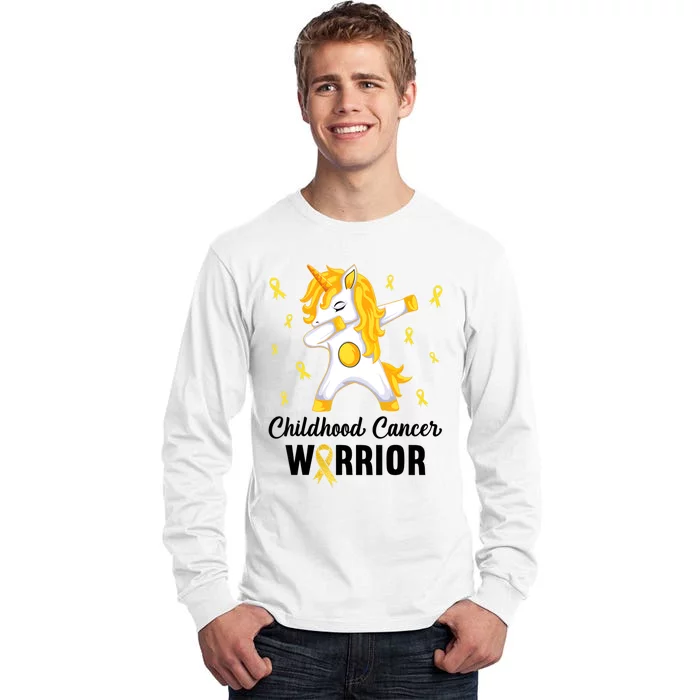 Unicorn Childhood Cancer Warrior In September We Wear Gold Tall Long Sleeve T-Shirt