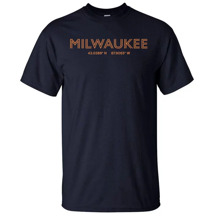 USA City Coordinates US Milwaukee Tall T-Shirt