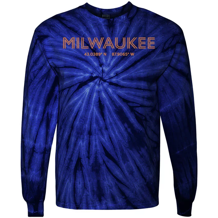 USA City Coordinates US Milwaukee Tie-Dye Long Sleeve Shirt