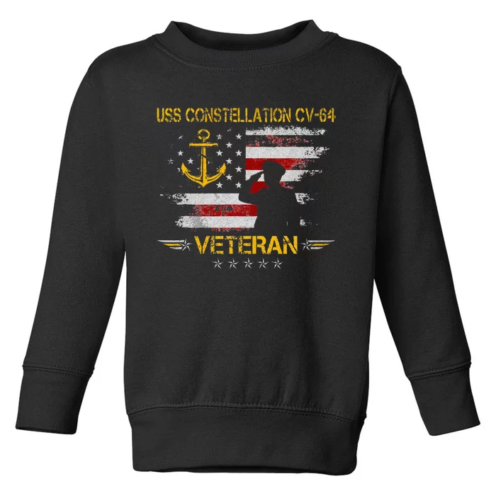 USS Constellation CV 64 Aircraft Carrier Veteran Flag Retro Toddler Sweatshirt