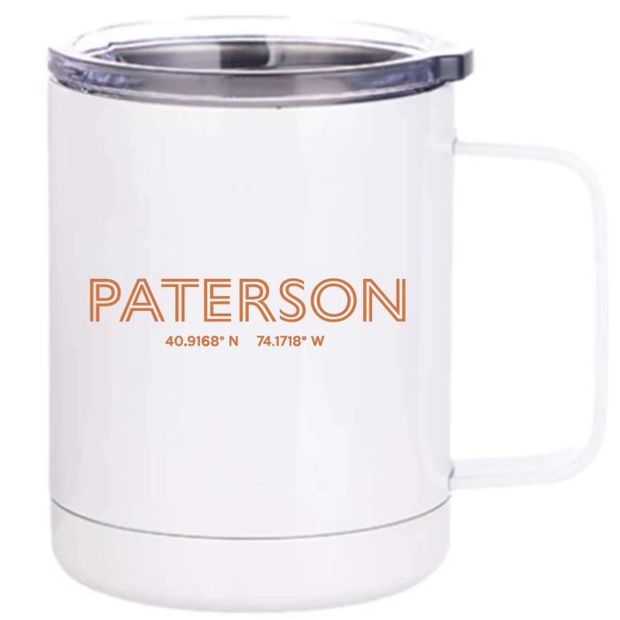 USA City Coordinates US Paterson Front & Back 12oz Stainless Steel Tumbler Cup