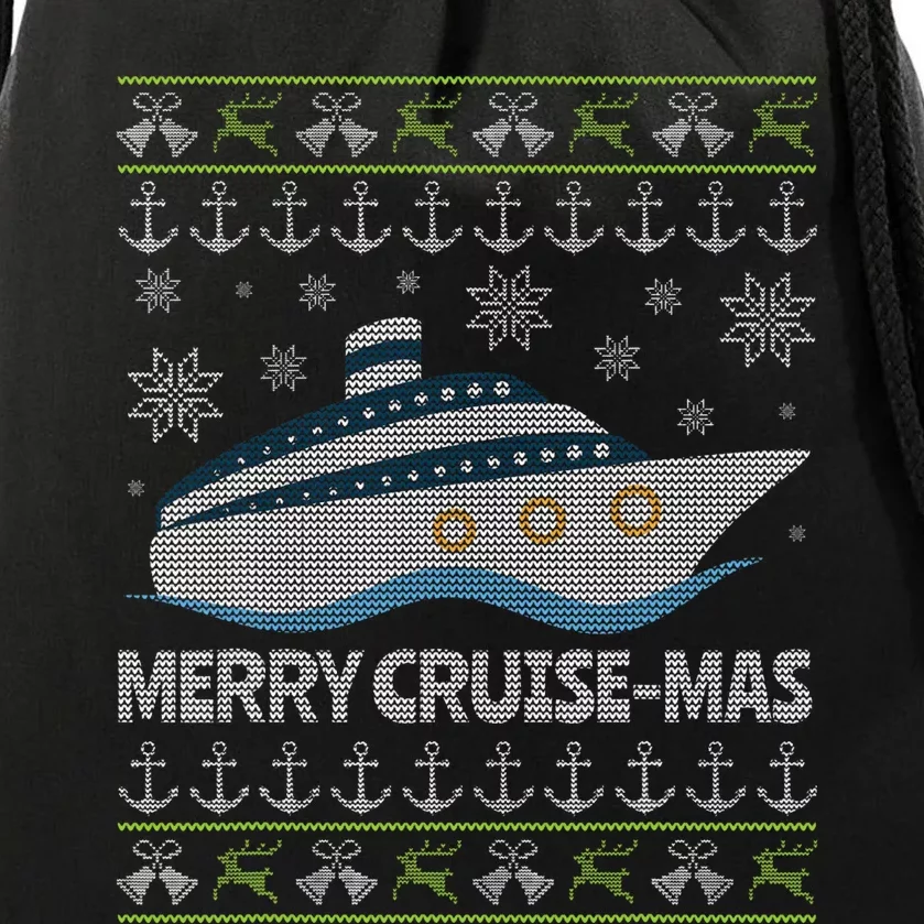 Ugly Christmas Cruise Ship Vacation Merry Cruisemas Drawstring Bag