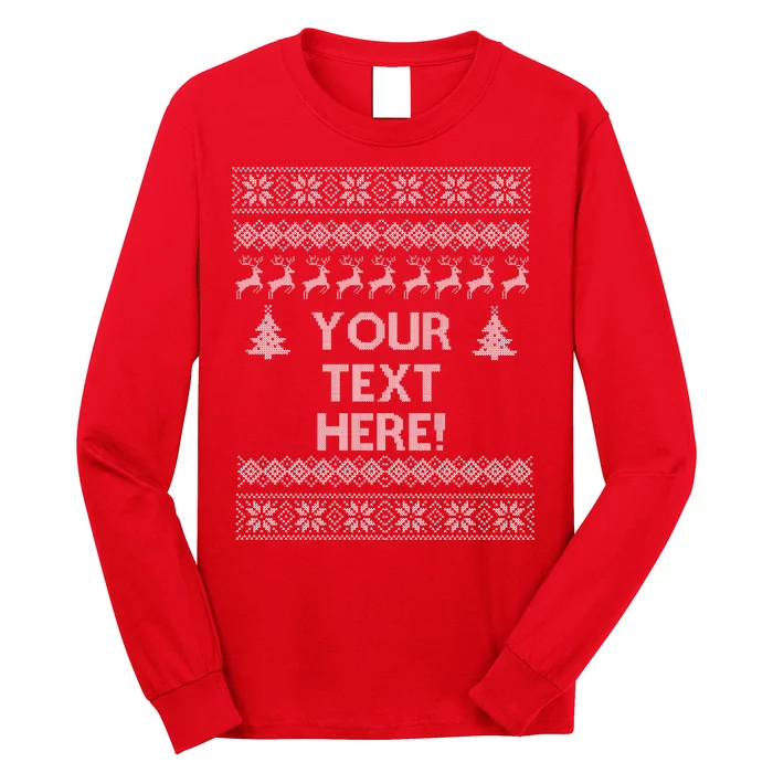 Custom Personalized Ugly Christmas Sweater Family Long Sleeve Shirt