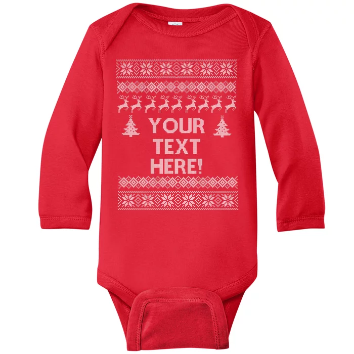 Custom Personalized Ugly Christmas Sweater Family Baby Long Sleeve Bodysuit