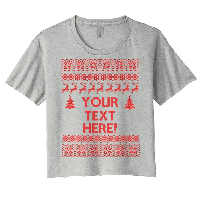 Custom Personalized Ugly Christmas Sweater Family Women's Crop Top Tee