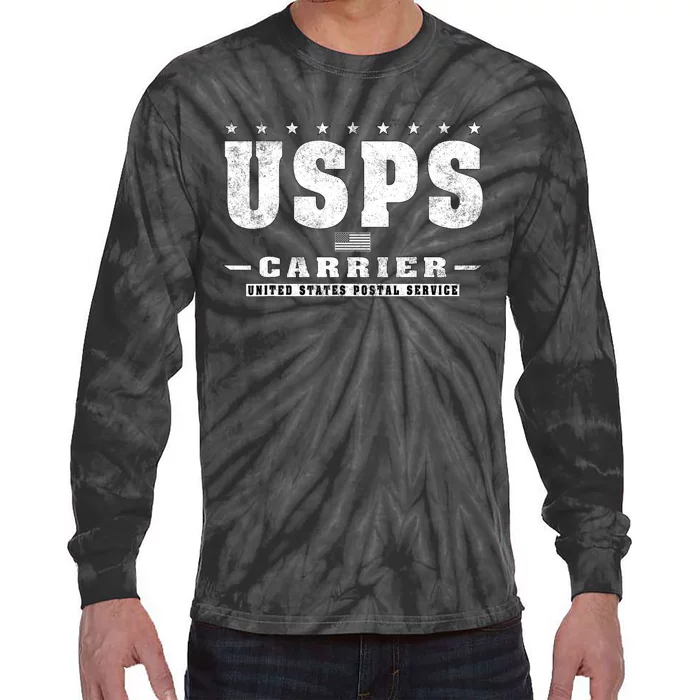 USPS Carrier Distressed Vintage Design Tie-Dye Long Sleeve Shirt