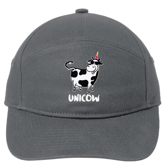 Unicow. Cute Dairy Cow Farmer Funny Cow Lover Gift Premium 7-Panel Snapback Hat