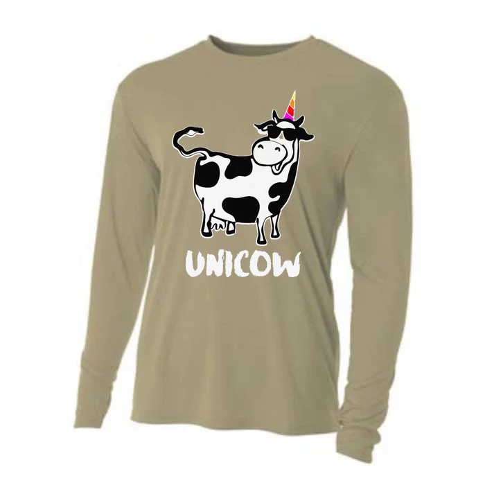 Unicow. Cute Dairy Cow Farmer Funny Cow Lover Gift Premium Cooling Performance Long Sleeve Crew