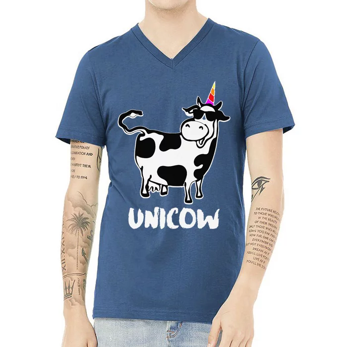 Unicow. Cute Dairy Cow Farmer Funny Cow Lover Gift Premium V-Neck T-Shirt