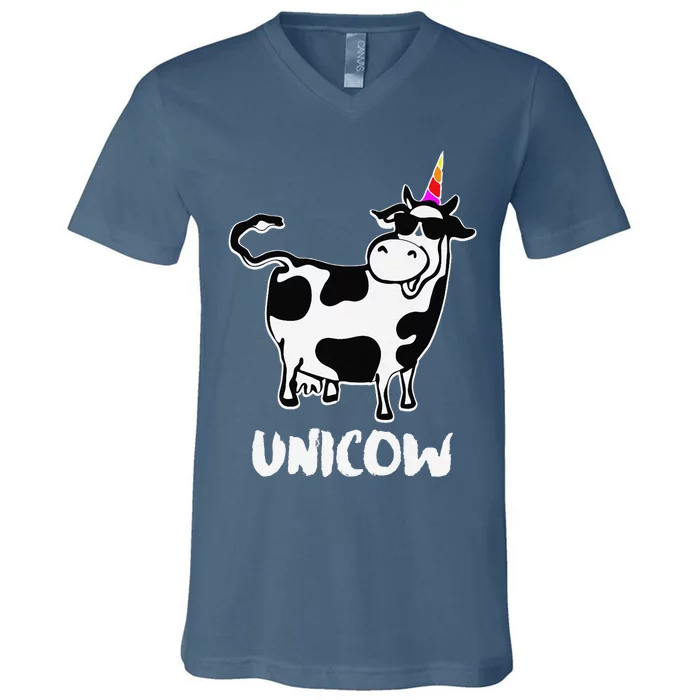 Unicow. Cute Dairy Cow Farmer Funny Cow Lover Gift Premium V-Neck T-Shirt