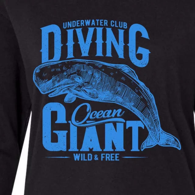 Underwater Club Diving Ocean Giant Wild And Free Womens Cotton Relaxed Long Sleeve T-Shirt