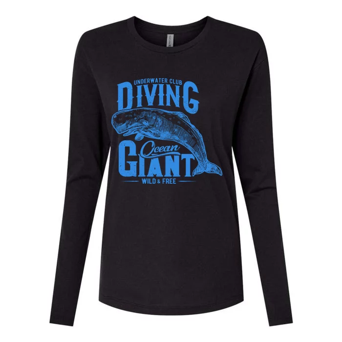 Underwater Club Diving Ocean Giant Wild And Free Womens Cotton Relaxed Long Sleeve T-Shirt