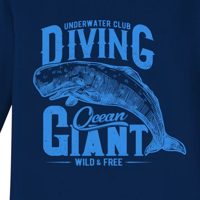 Underwater Club Diving Ocean Giant Wild And Free Baby Long Sleeve Bodysuit