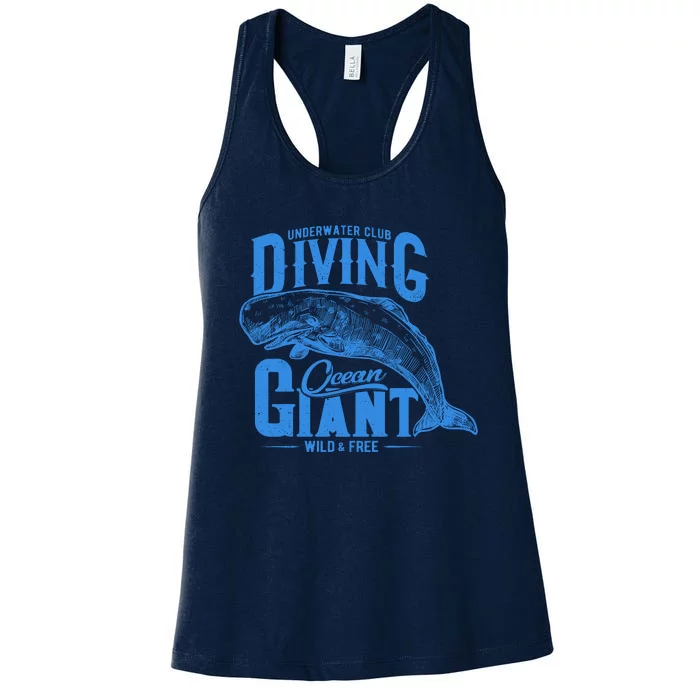 Underwater Club Diving Ocean Giant Wild And Free Women's Racerback Tank