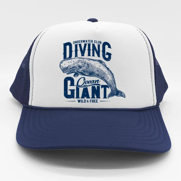 Underwater Club Diving Ocean Giant Wild And Free Trucker Hat