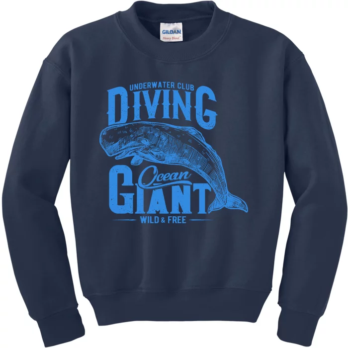 Underwater Club Diving Ocean Giant Wild And Free Kids Sweatshirt