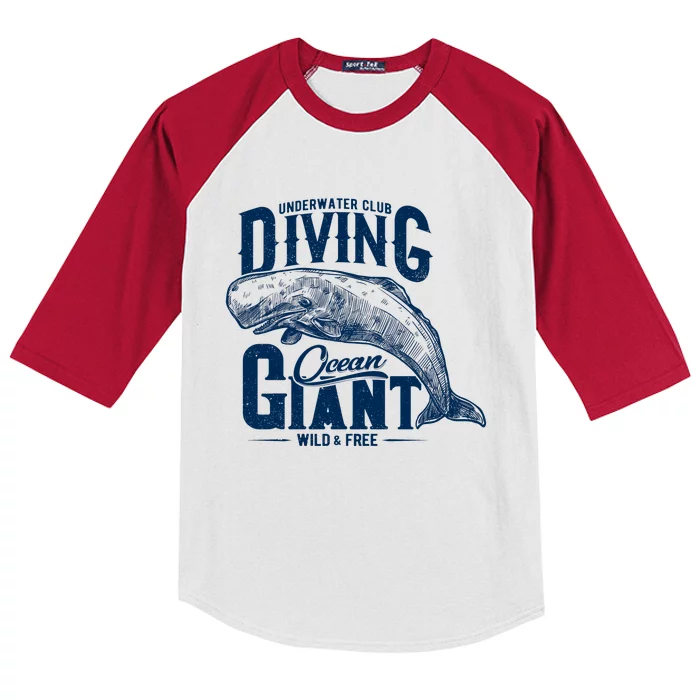 Underwater Club Diving Ocean Giant Wild And Free Kids Colorblock Raglan Jersey