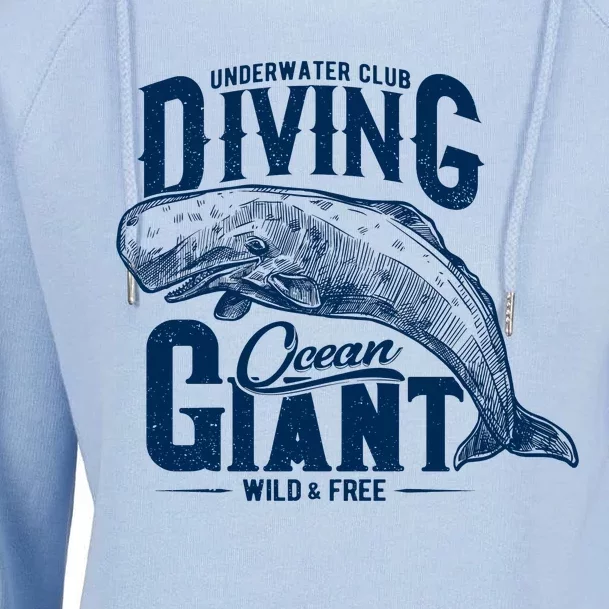 Underwater Club Diving Ocean Giant Wild And Free Womens Funnel Neck Pullover Hood