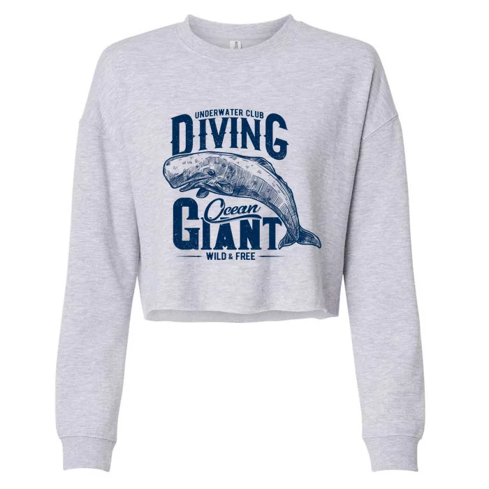 Underwater Club Diving Ocean Giant Wild And Free Cropped Pullover Crew