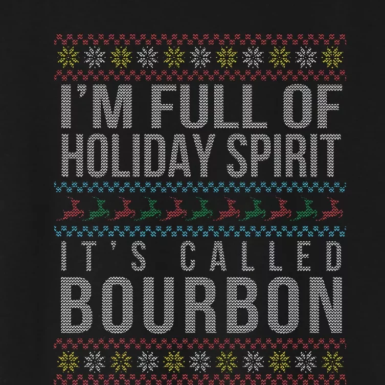 Ugly Christmas Drinking Funny Bourbon Holiday Party Women's Crop Top Tee