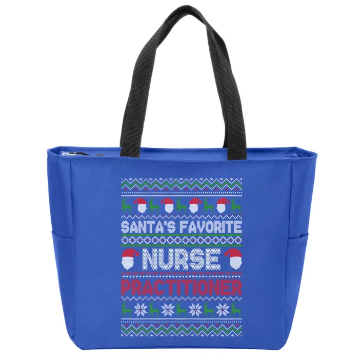 Ugly Christmas Design Santas Favorite Nurse Practitioner Gift Zip Tote Bag