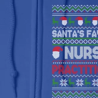 Ugly Christmas Design Santas Favorite Nurse Practitioner Gift Full Zip Hoodie