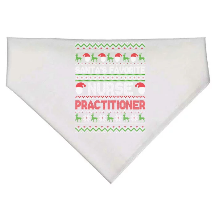 Ugly Christmas Design Santas Favorite Nurse Practitioner Gift USA-Made Doggie Bandana