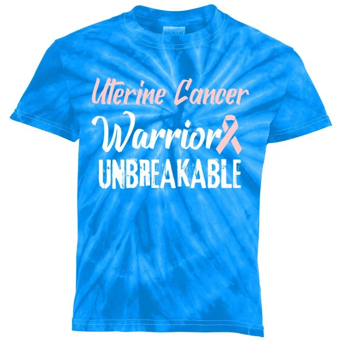 Uterine Cancer Disease Awareness Warrior Cool Gift Kids Tie-Dye T-Shirt