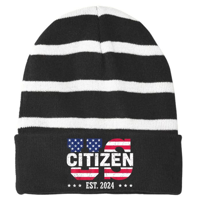 Us Citizenship Decoration American New Usa Citizen Striped Beanie with Solid Band