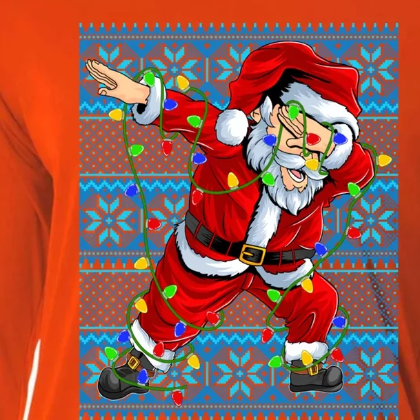 Ugly Christmas Dabbing Santa Claus Lights Xmas Dabbing Santa Meaningful Gift Cooling Performance Long Sleeve Crew