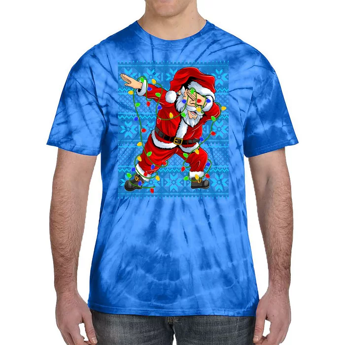 Ugly Christmas Dabbing Santa Claus Lights Xmas Dabbing Santa Meaningful Gift Tie-Dye T-Shirt