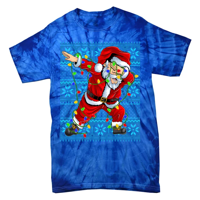 Ugly Christmas Dabbing Santa Claus Lights Xmas Dabbing Santa Meaningful Gift Tie-Dye T-Shirt