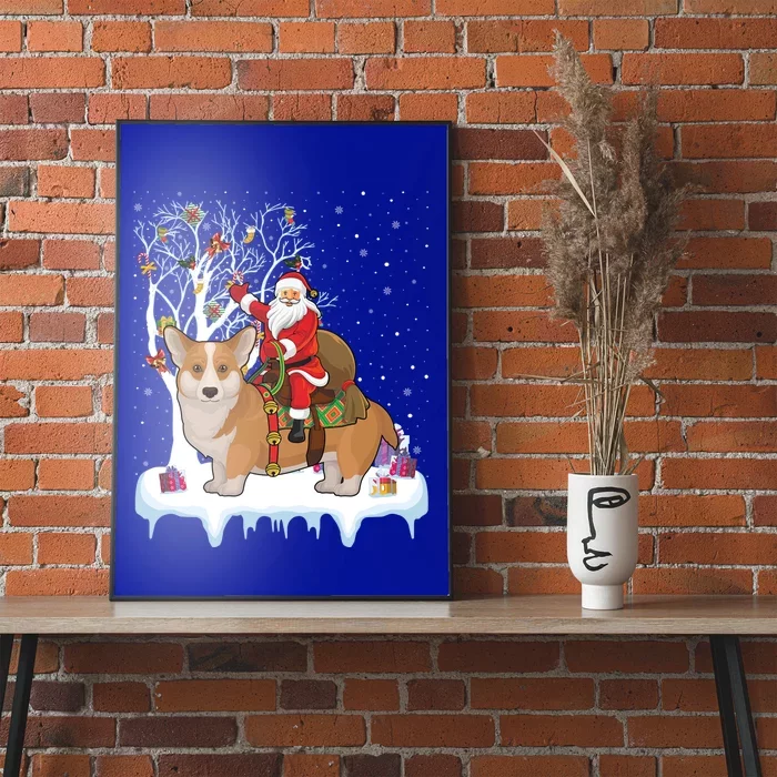 Ugly Corgi Dog Xmas Gift Funny Santa Riding Corgi Christmas Gift Poster